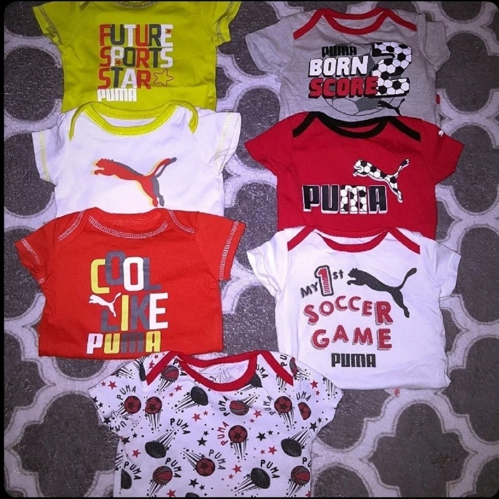 Unisex Infant Baby Puma Onesie Lot Of 7